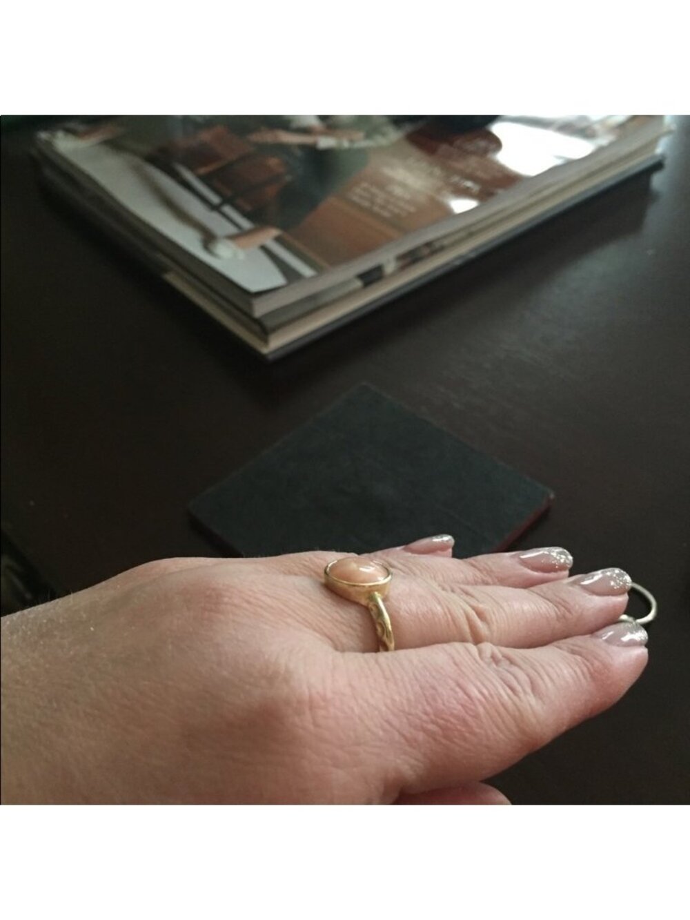 Ring with light pink stone - Picture 2 of 2